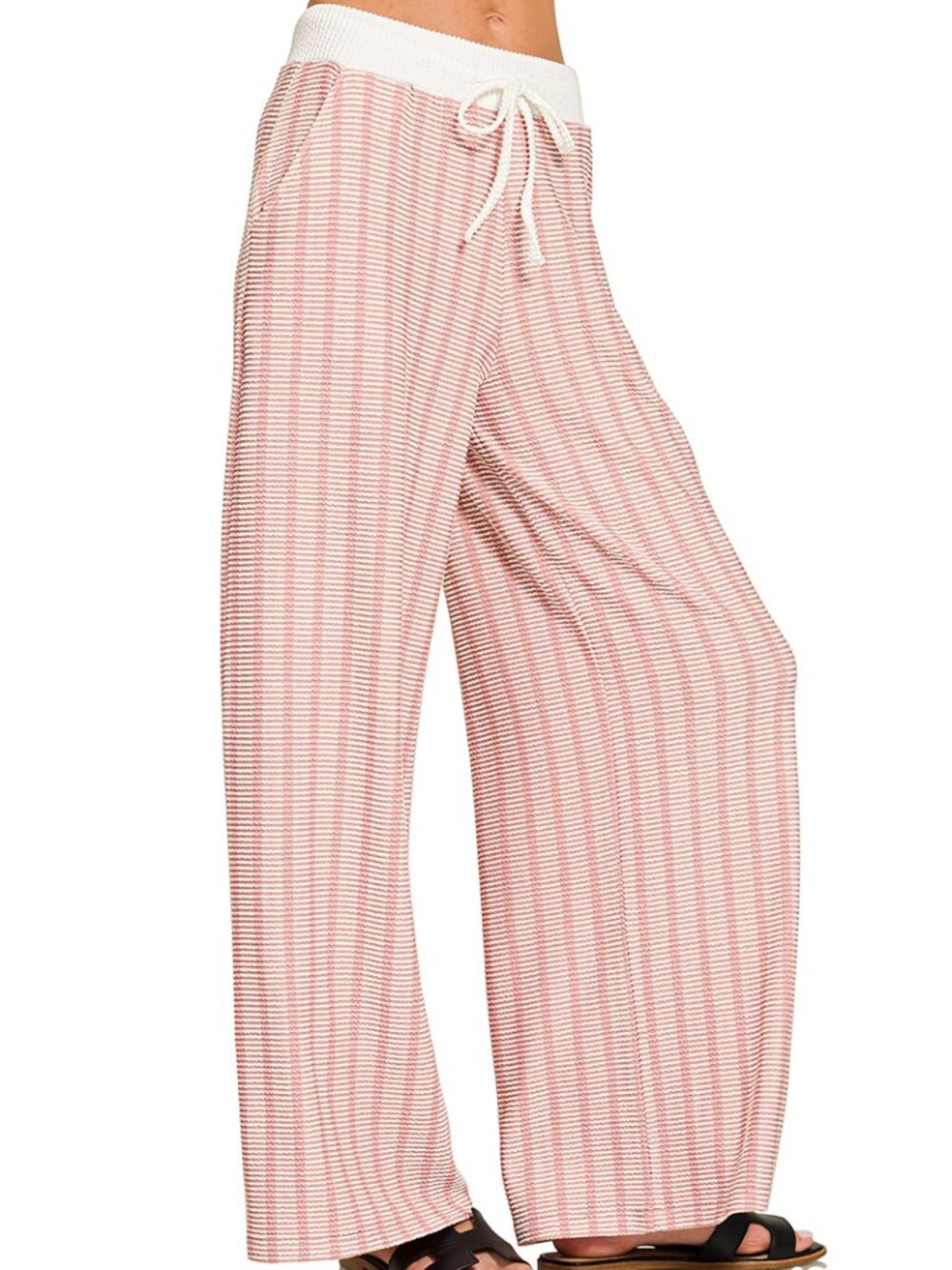 Raised rib striped lounge pants